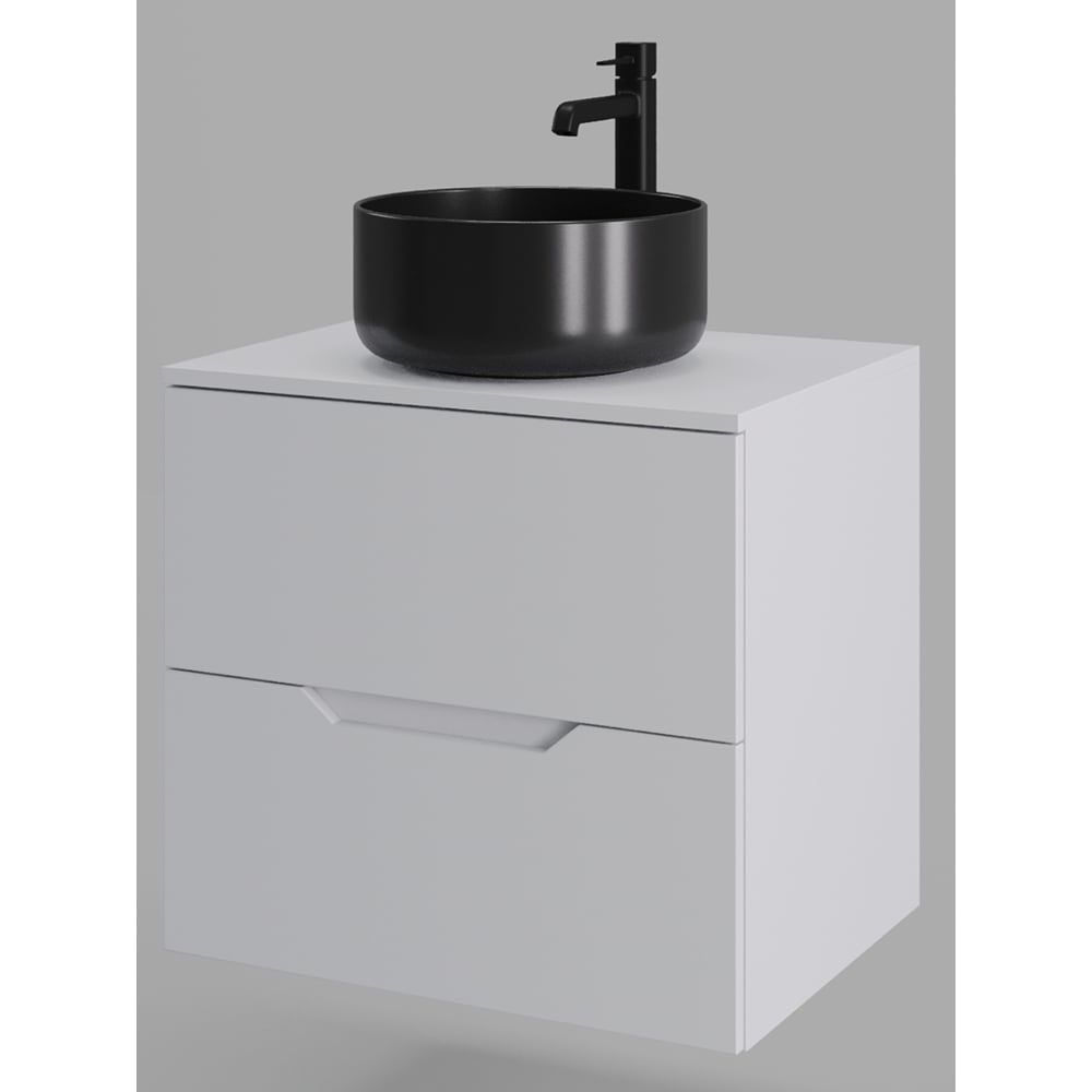 Изображение товара Подвесная тумба с раковиной ORANGE Line 60 см белый черный для ванной современной