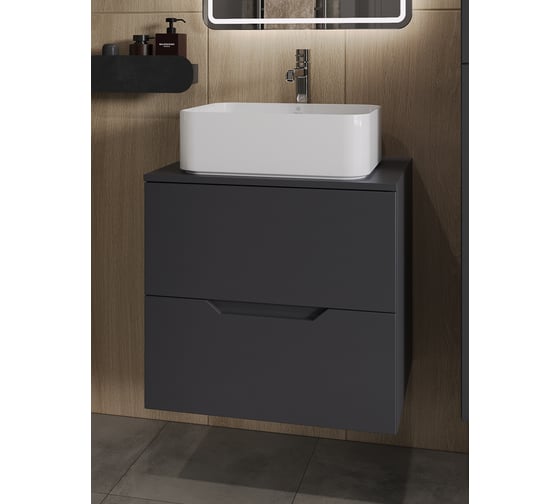 Изображение товара Подвесная тумба с раковиной ORANGE Line 60 см, графит/белый Li-60TugMDF+B02-460W