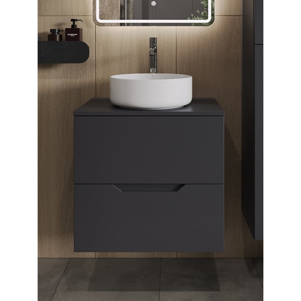 Изображение товара Подвесная тумба с раковиной ORANGE Line 60 см графит/белый