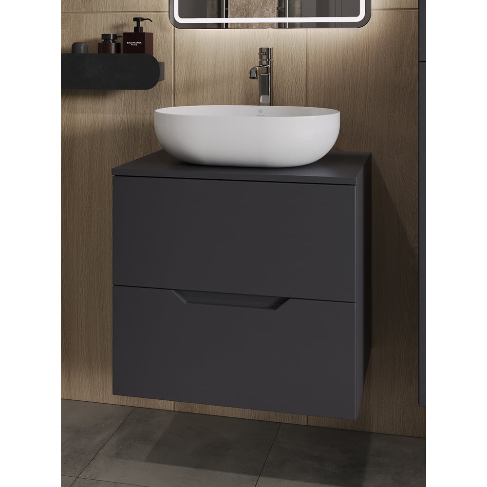 Изображение товара Подвесная тумба с раковиной ORANGE Line 60 см графит/белый