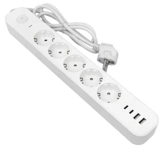 Изображение товара Удлинитель EKF LUX 5 гнезд 2USB 2,4А+2type-C 5 метров 1,5мм2 UBA-LUX-505-TC