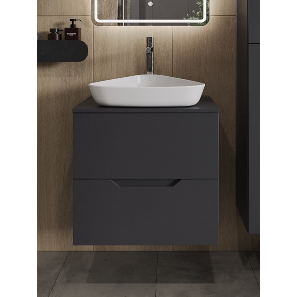 Изображение товара Подвесная тумба с раковиной ORANGE Line 60 см графит/белый МДФ ПВХ