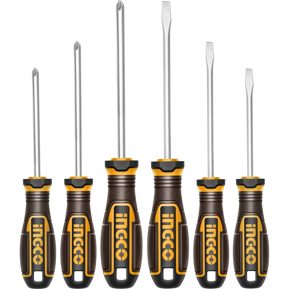 Изображение товара Набор отверток INGCO 6 шт S2 PH/SL профессиональный удобный надежный