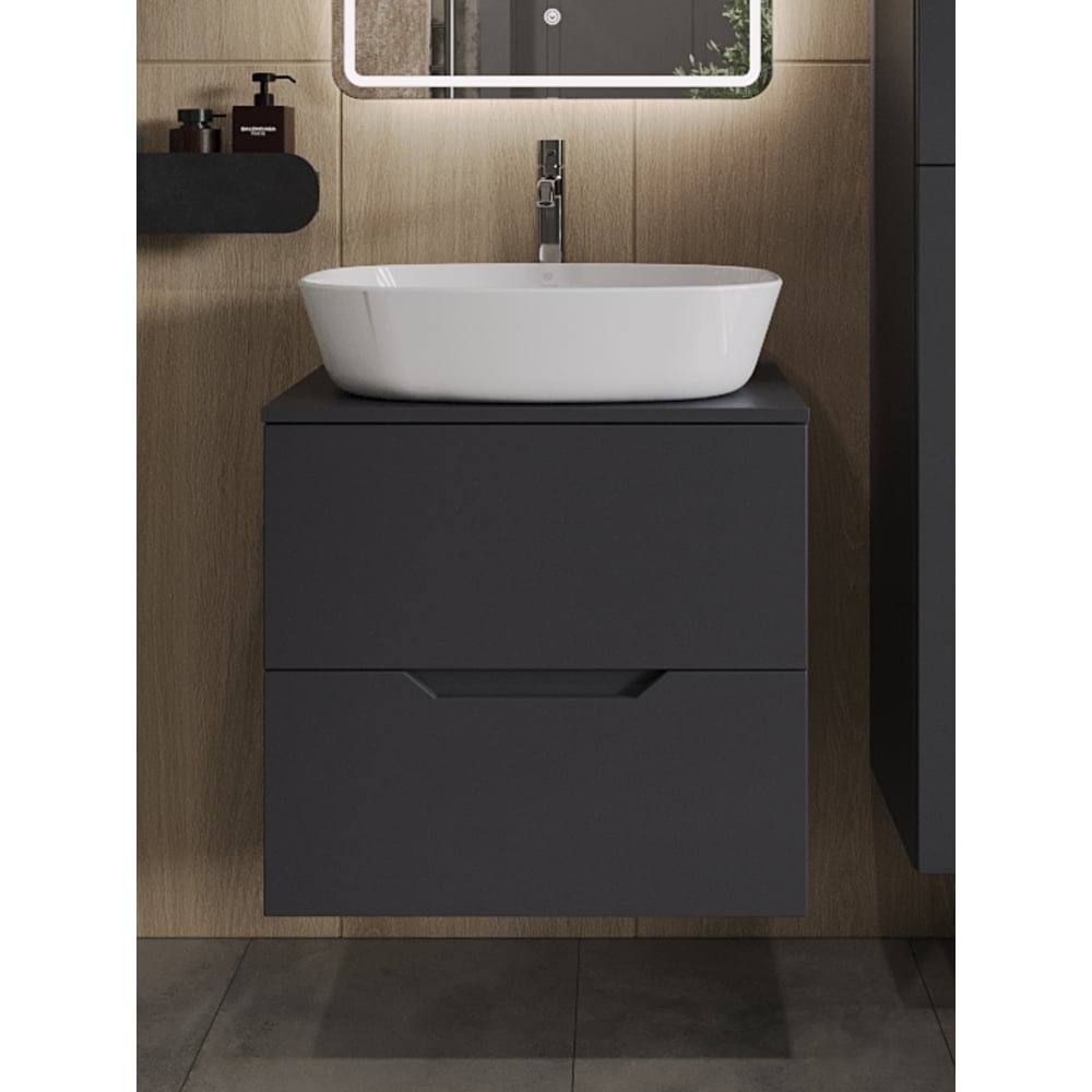 Изображение товара Подвесная тумба с раковиной ORANGE Line 60 см графит/белый