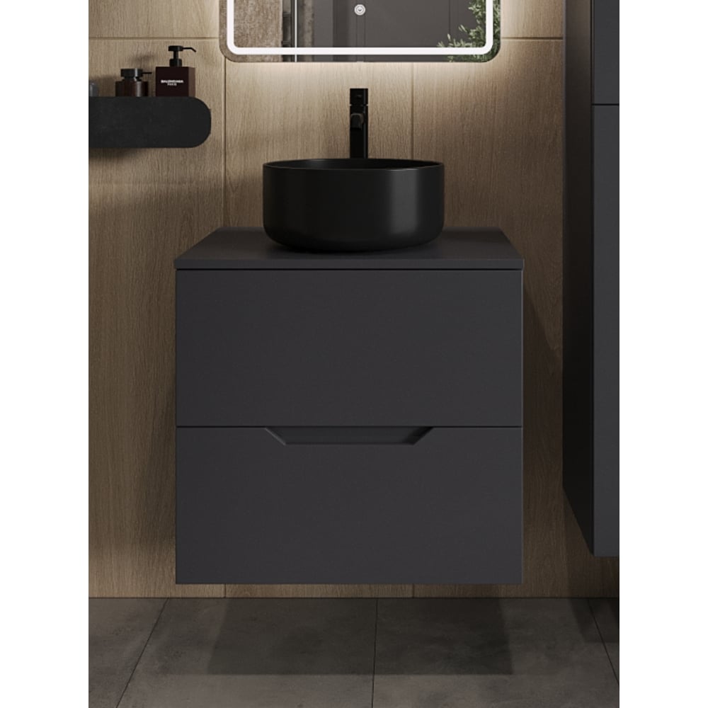 Изображение товара Подвесная тумба с раковиной ORANGE Line 60 см графит/черный