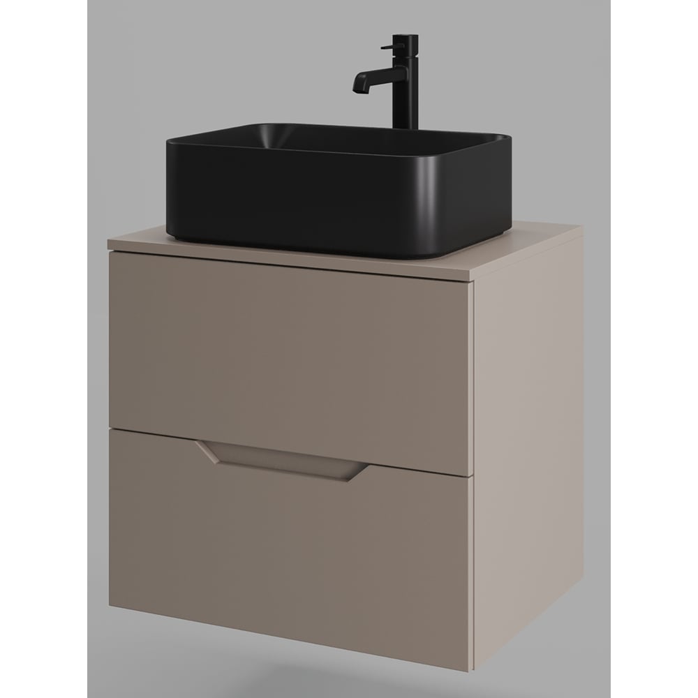 Изображение товара Подвесная тумба с раковиной ORANGE Line 60 см латте/черный для ванной