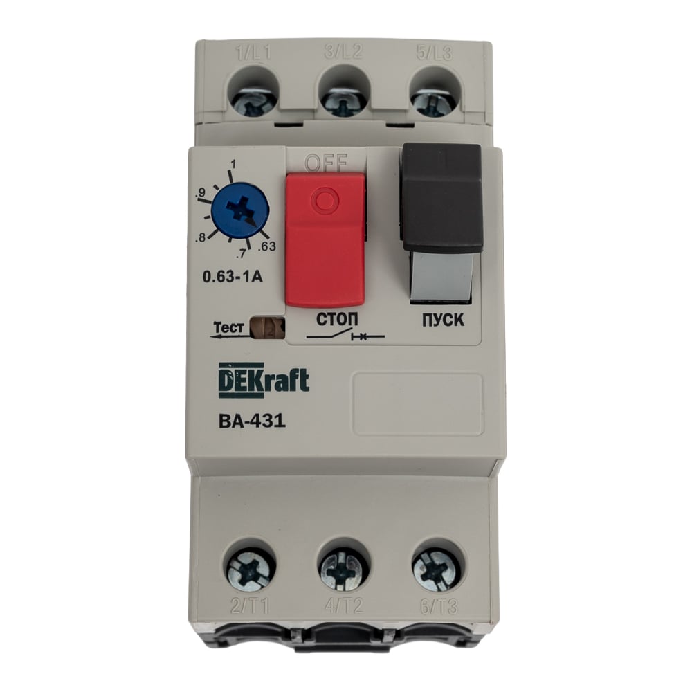 Изображение товара Автоматический выключатель защиты двигателя Dekraft ВА431 0.63-1 А, IP20, 3 полюса