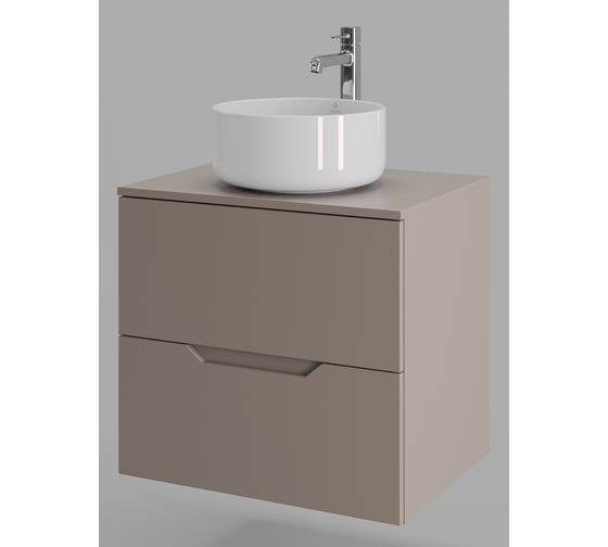 Изображение товара Подвесная тумба с раковиной ORANGE Line 60 см, латте/белый Li-60TuLMDF+B07-345W