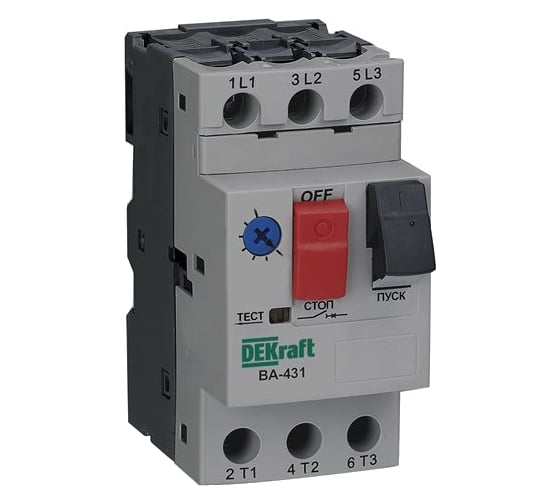 Изображение товара Автоматический выключатель защиты двигателя DEKraft ВА-431, 3 Р, 100 кА, 0.16 A-0.25 A 21221DEK