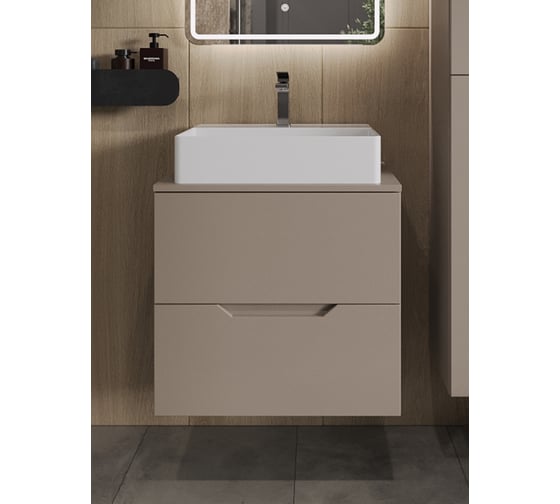 Изображение товара Подвесная тумба с раковиной ORANGE Line 60 см, латте/белый Li-60TuLMDF+B04-500W