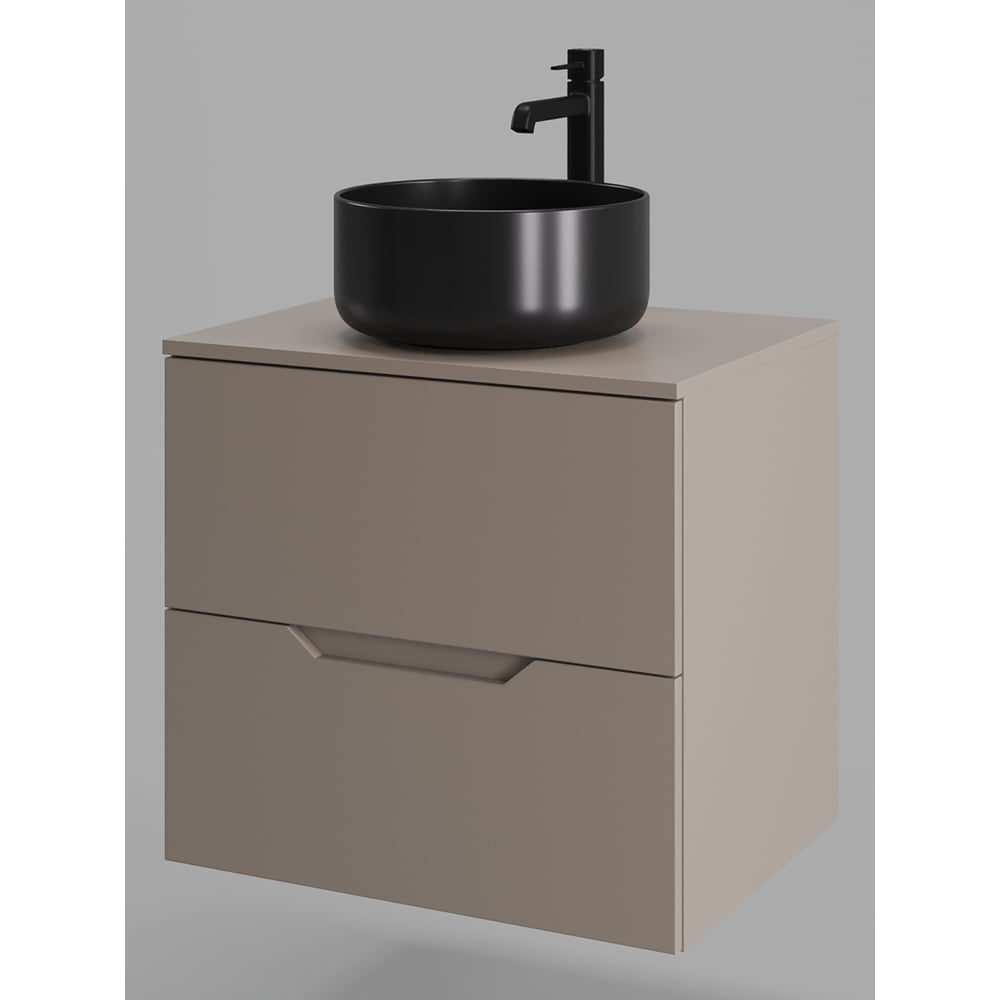 Изображение товара Подвесная тумба с раковиной ORANGE Line 60 см латте и черное матовое санфарфор