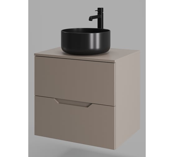 Изображение товара Подвесная тумба с раковиной ORANGE Line 60 см, латте/черный Li-60TuLMDF+B07-345B