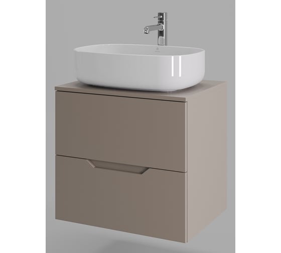 Изображение товара Подвесная тумба с раковиной ORANGE Line 60 см, латте/белый Li-60TuLMDF+B07-540W