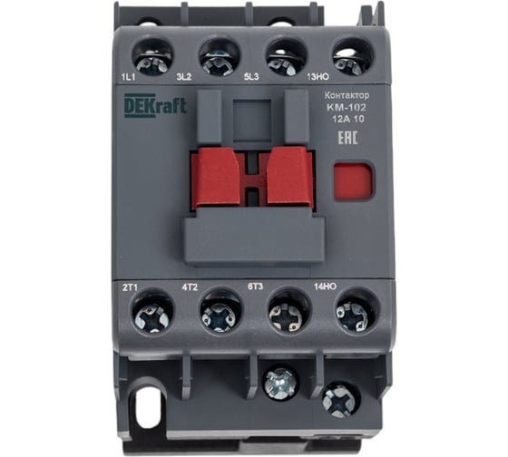 Изображение товара Контактор АСЗ DEKraft КМ-102, 3 Р, 12 А, 230 В, 1НО 22002DEK