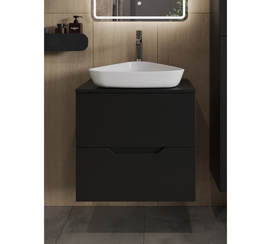 Изображение товара Подвесная тумба с раковиной ORANGE Line 60 см, черный/белый Li-60TubMDF+B07-500W