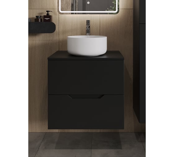 Изображение товара Подвесная тумба с раковиной ORANGE Line 60 см, черный/белый Li-60TubMDF+B07-345W