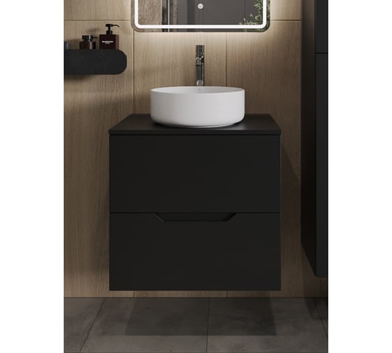 Изображение товара Подвесная тумба с раковиной ORANGE Line 60 см, черный/белый Li-60TubMDF+B09-360W