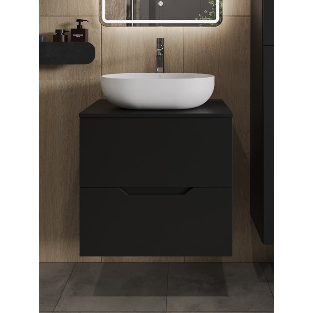 Изображение товара Подвесная тумба с раковиной ORANGE Line 60 см черный/белый