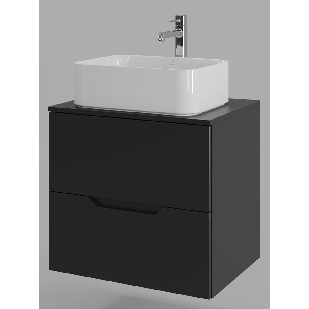 Изображение товара Подвесная тумба с раковиной ORANGE Line 60 см черный белый МДФ санфарфор стиль модерн