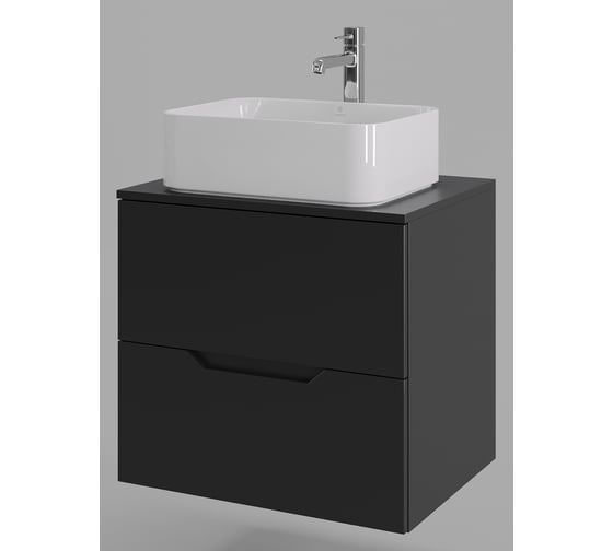 Изображение товара Подвесная тумба с раковиной ORANGE Line 60 см, черный/белый Li-60TubMDF+B02-460W