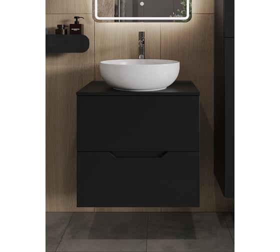 Изображение товара Подвесная тумба с раковиной ORANGE Line 60 см, черный/белый Li-60TubMDF+B07-420W