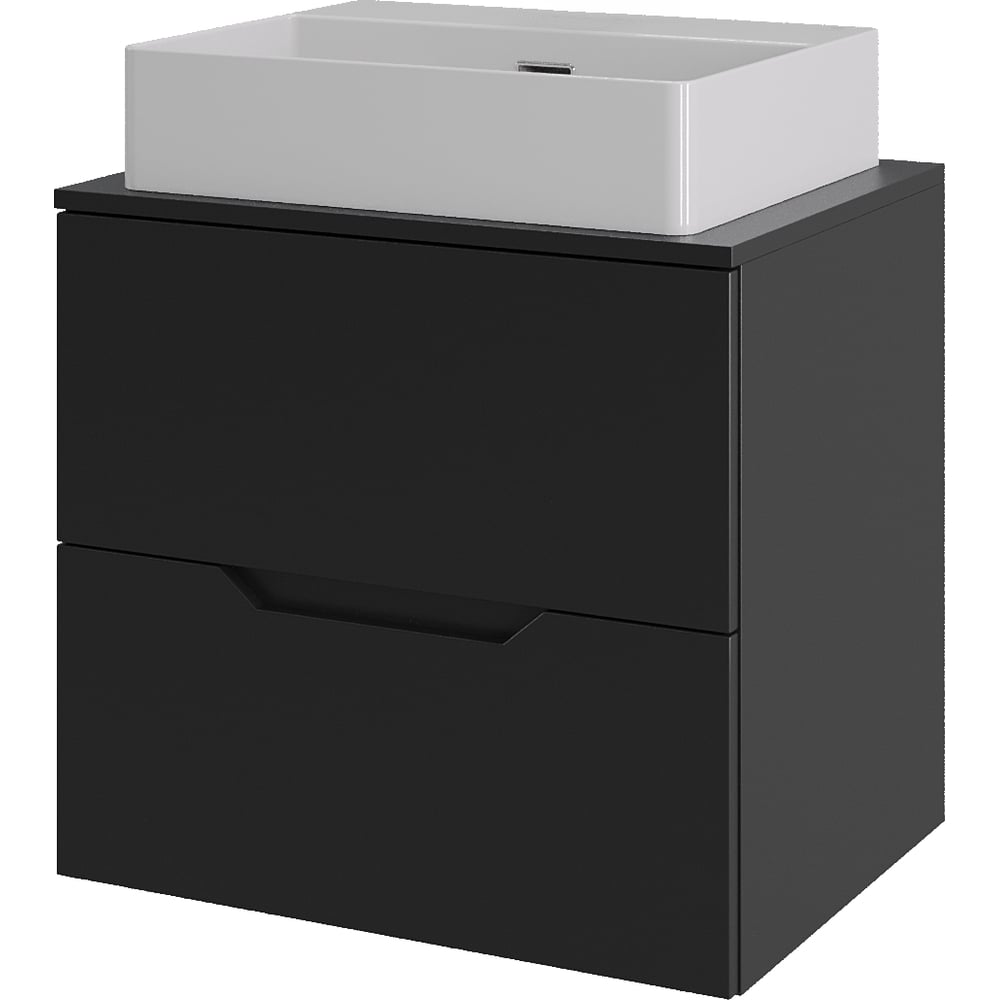 Изображение товара Подвесная тумба с раковиной ORANGE Line 60 см черная и белая современная дизайн