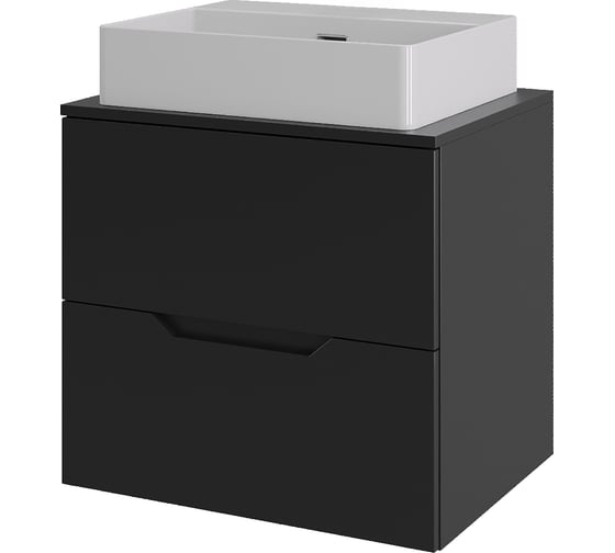 Изображение товара Подвесная тумба с раковиной ORANGE Line 60 см, черный/белый Li-60TubMDF+B04-500W