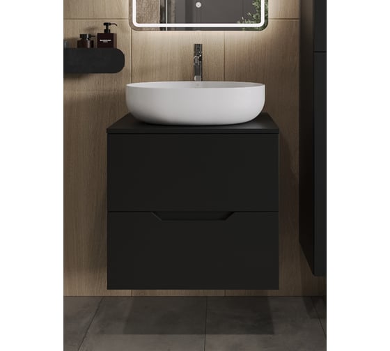 Изображение товара Подвесная тумба с раковиной ORANGE Line 60 см, черный/белый Li-60TubMDF+B05-520W