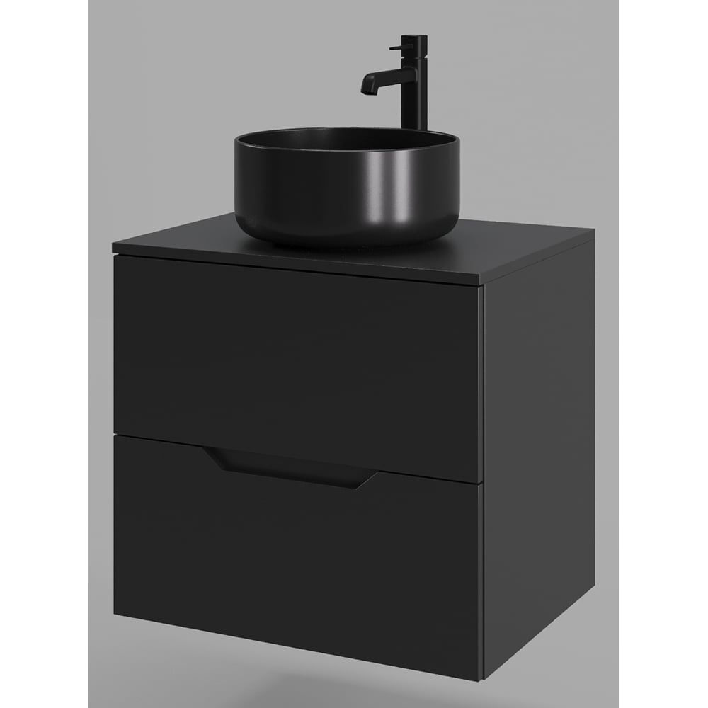 Изображение товара Подвесная тумба с раковиной ORANGE Line 60 см черная современная мебель для ванной