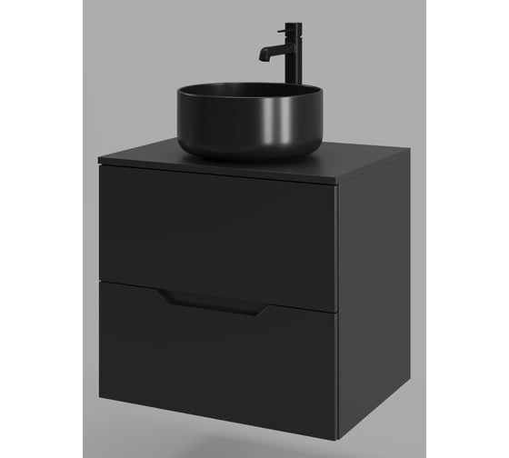 Изображение товара Подвесная тумба с раковиной ORANGE Line 60 см, черный Li-60TubMDF+B07-345B