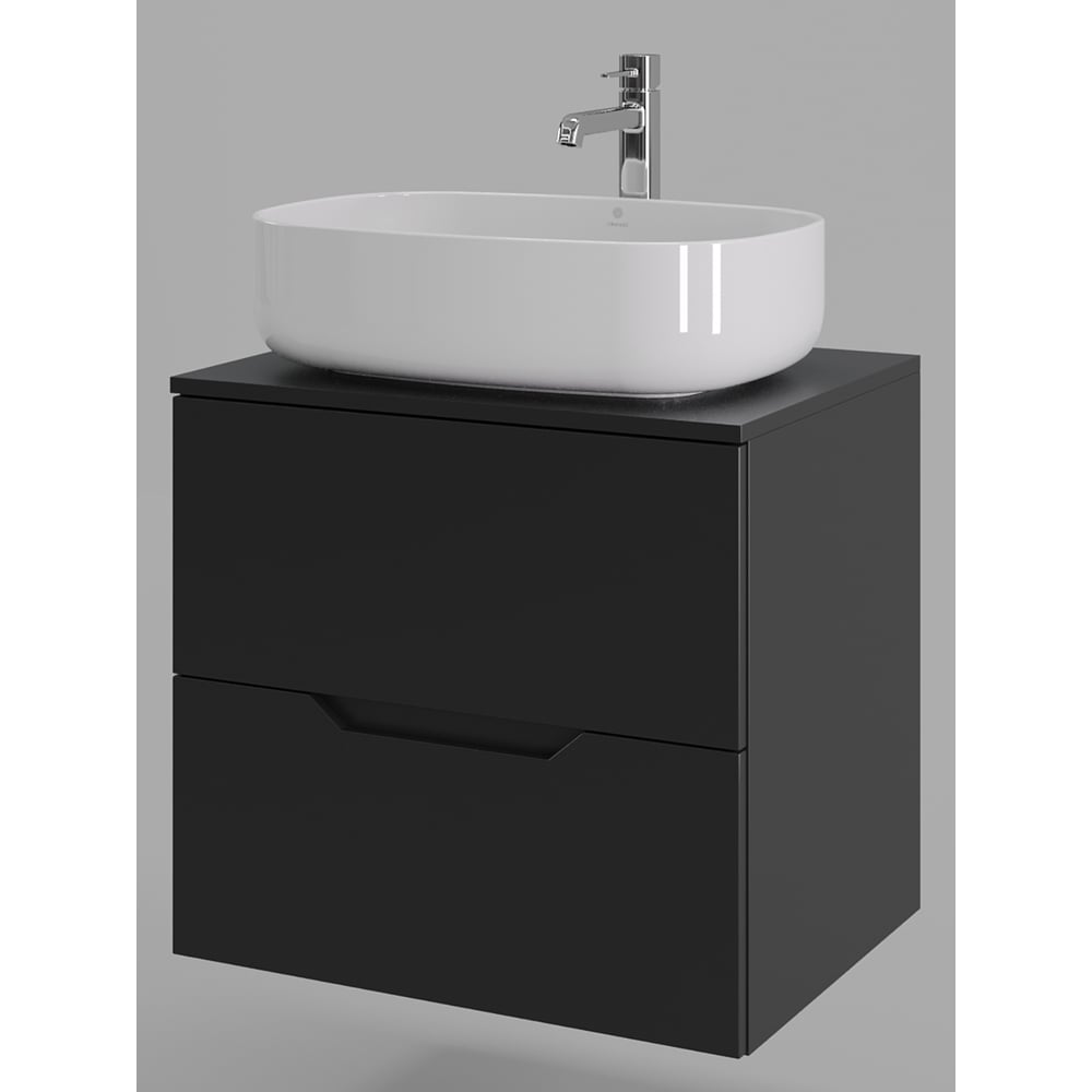 Изображение товара Подвесная тумба с раковиной ORANGE Line 60 см черный матовый санфарфор
