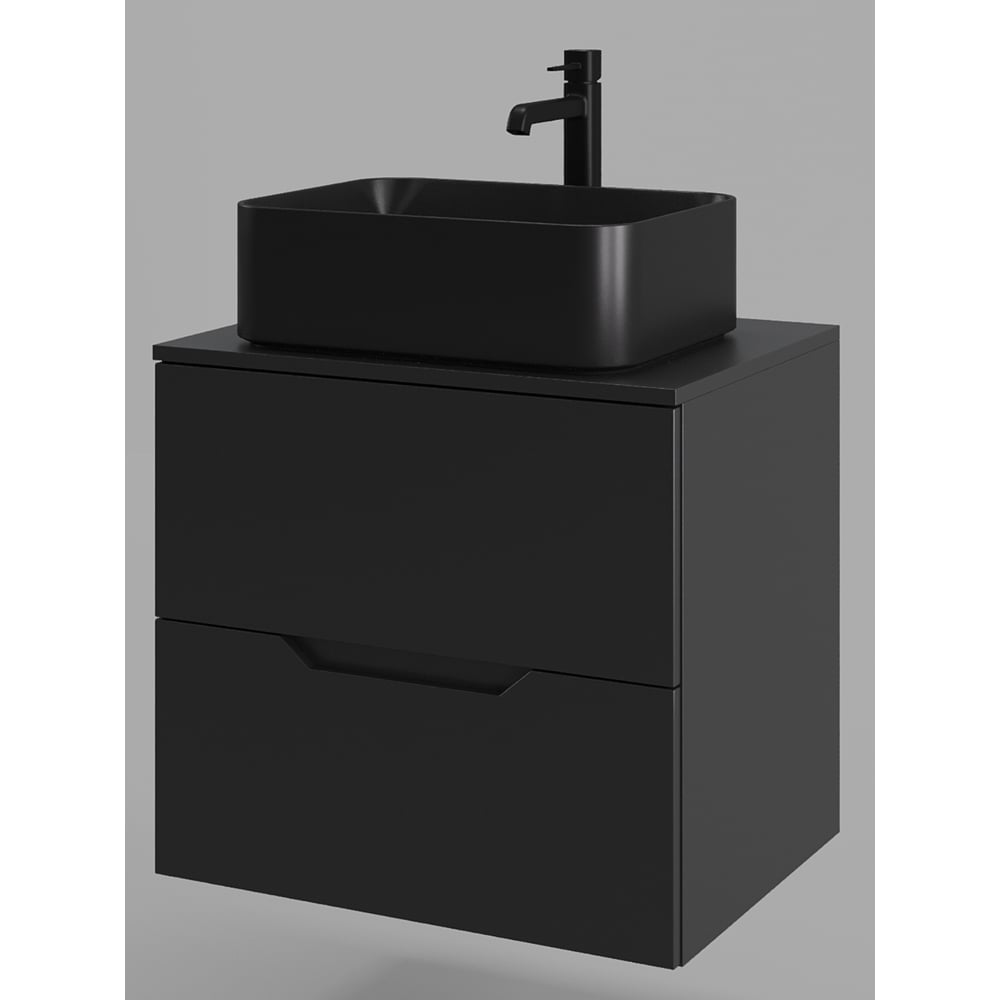 Изображение товара Подвесная тумба с раковиной ORANGE Line 60 см черный матовый