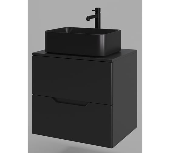 Изображение товара Подвесная тумба с раковиной ORANGE Line 60 см, черный Li-60TubMDF+B02-460MB