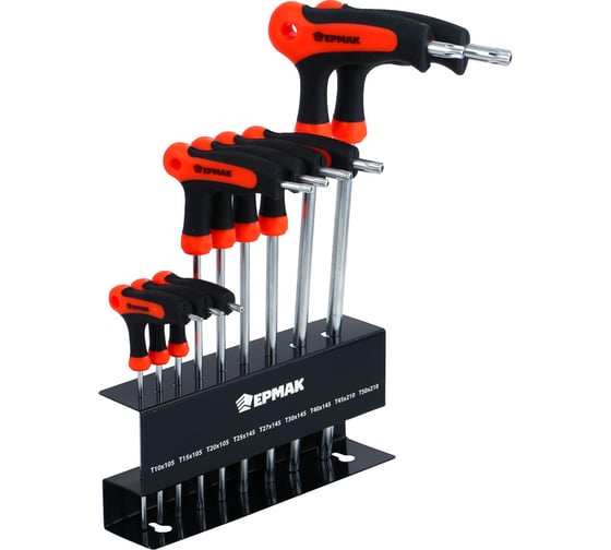 Изображение товара Набор Т-образных имбусовых ключей Torx ЕРМАК T10-T15-T20-T25-T27-T30-T40-T45-T50 633-029