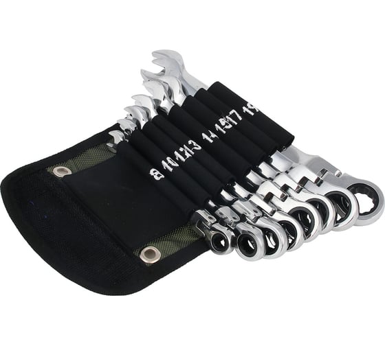 Изображение товара Набор шарнирных трещоточных комбинированных ключей РОКОТ 8 предметов 736-210