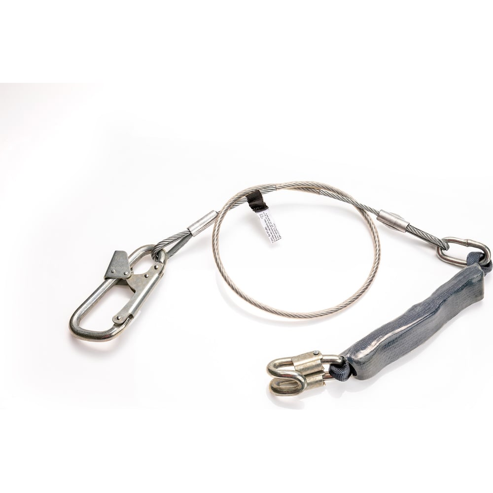 Изображение товара Строп металлический с амортизатором и карабинами К1-50 и Кбс МОЛОТ 1.45 м 15 кН