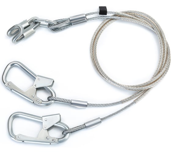 Изображение товара Строп Бд двуплечий из металлического троса в оболочке с двумя карабинами К1 и Кбс МОЛОТ Строп Бд К1 и Кбс