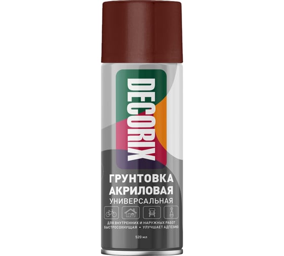 Изображение товара Аэрозольная грунтовка по ржавчине Decorix 400 мл, красно-коричневая 0108-11 DX
