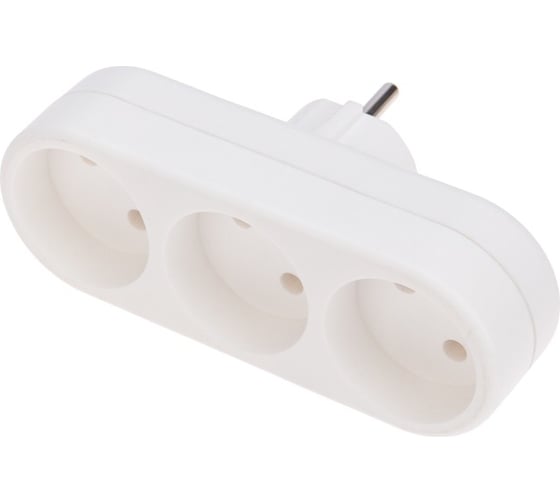 Изображение товара Электрический линейный тройник REXANT 10 А вертикальный без заземления, белый 11-1078