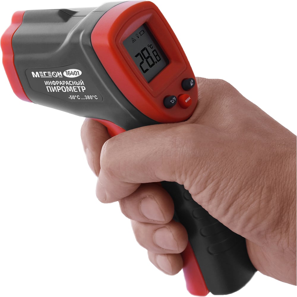 Изображение товара Бесконтактный пирометр МЕГЕОН 16401 инфракрасный профессиональный термометр