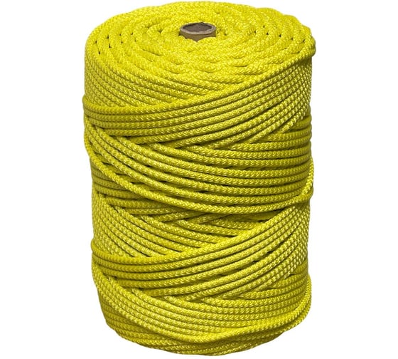 Изображение товара Шнур гамаковый полиэфирный вязаный truEnergy с сердечником, 5 мм, желтый, бобина 200 м 12793