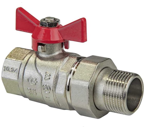 Изображение товара Кран шаровой с полусгоном KROMWELL ручка-бабочка, 3/4" внутренняя - наружная резьба KW.185.05