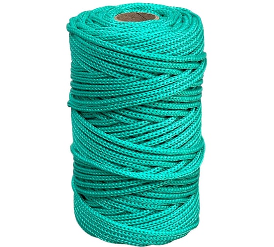 Изображение товара Шнур полипропиленовый вязаный truEnergy без сердечника, 3 мм, зеленый, бобина 50 м 12873