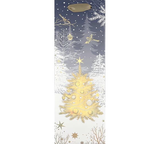 Изображение товара Пакет подарочный Золотая сказка под бутылку 1штука новогодний 13x36x9см, Bottle, ассорти, 592134