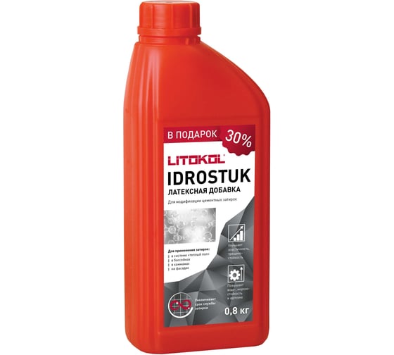 Изображение товара Латексная добавка для затирок LITOKOL IDROSTUK 0,8 кг 112020008