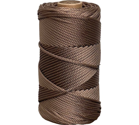 Изображение товара Шнур полиэфирный вязаный truEnergy без сердечника, 2 мм, кофейно-коричневый, бобина 100 м 12833