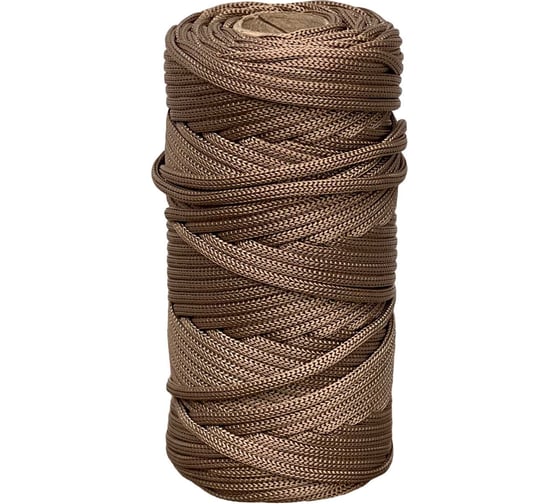 Изображение товара Шнур полиэфирный вязаный truEnergy без сердечника, 3 мм, кофейно-коричневый, бобина 50 м 12824