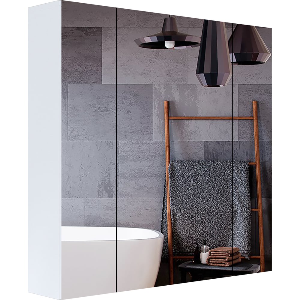 Изображение товара Зеркальный шкафчик 90 в ванную RUVANN З.У.Д-90 современный подвеснойСерия Практик