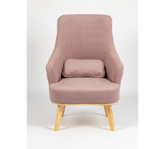 Изображение товара Кресло для отдыха Divan24 Комфорт-5 серо-розовый (Velutto 07, бесцветный лак ) с высокой спинкой 77400030