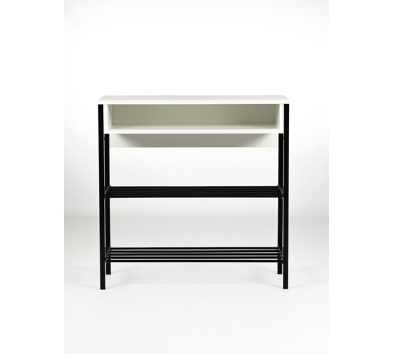 Изображение товара Обувница Divan24 Оденсе-3, белая из лдсп и металла, с полками, со стенкой, с сидушкой, для прихожей и коридора 77400117